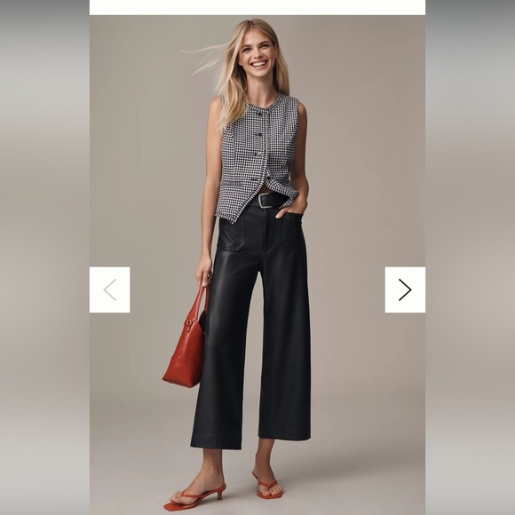 The Colette Faux-Leather Crop Wide-Leg Pants by Maeve - Picture 1 of 4